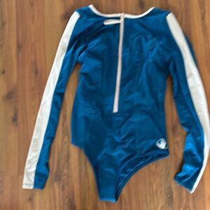 NWOT Body Glove blue zipper long sleeve bodysuit  swimsuit xs